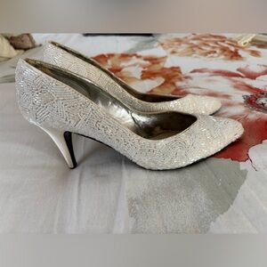 Caparros white beaded shoes